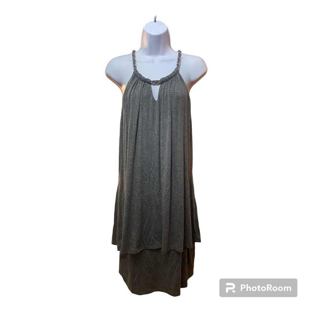 LAUNDRY BY SHELLI SEGAL Gray Sleeveless Boho Sexy Dress Size 12